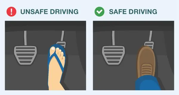 Autofahren Flip Flops vs. feste Schuhe