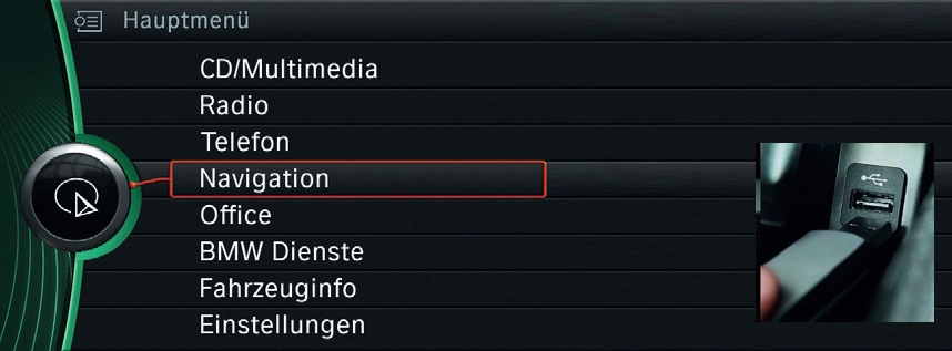 BMW Display Navigation Schritt 1