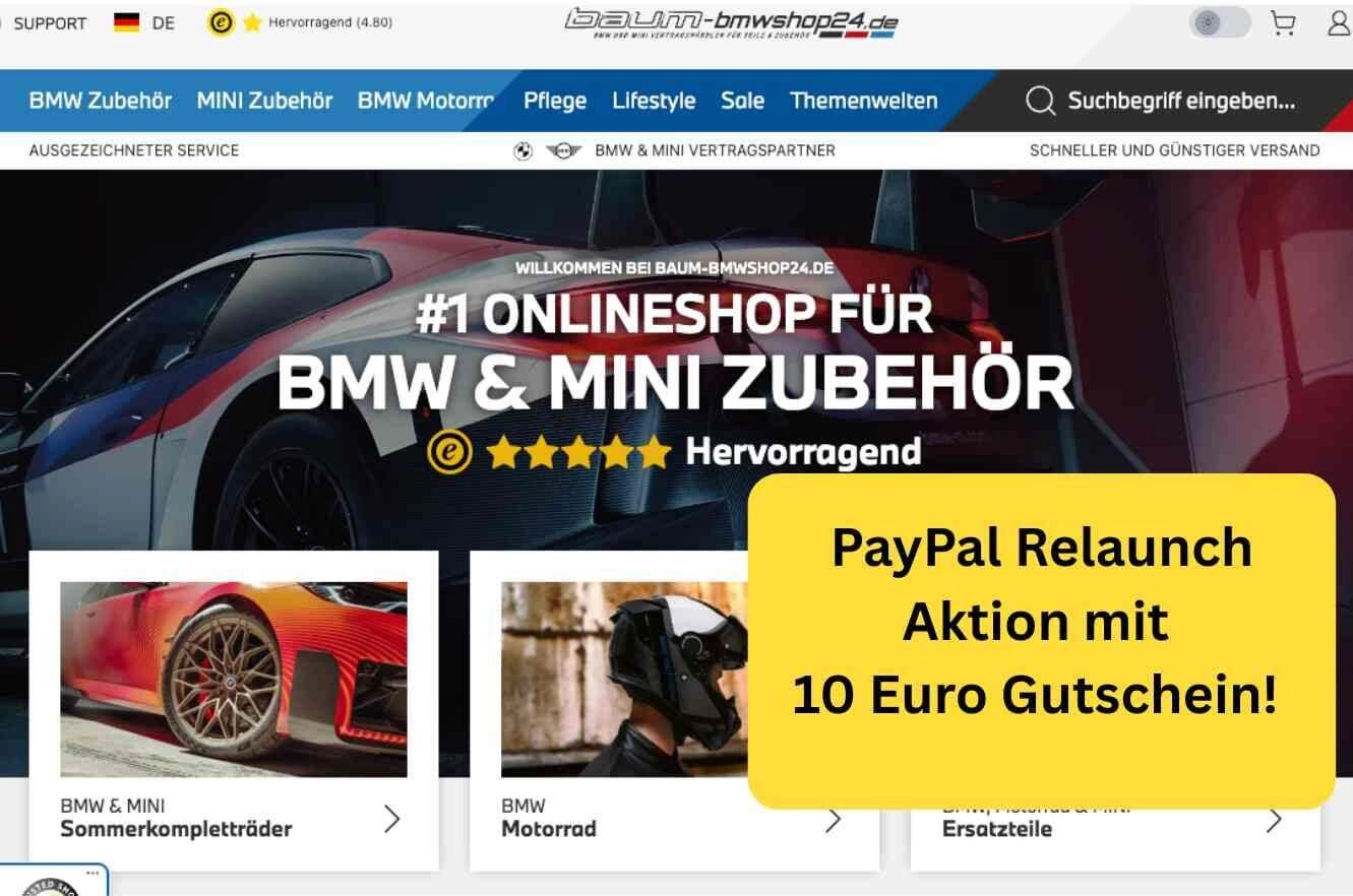 Neues Design, exklusiver Vorteil: Starten Sie mit 10 Euro PayPal-Vorteil im neuen Baum-BMW Shop!