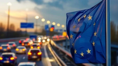 EU Flagge an Straße