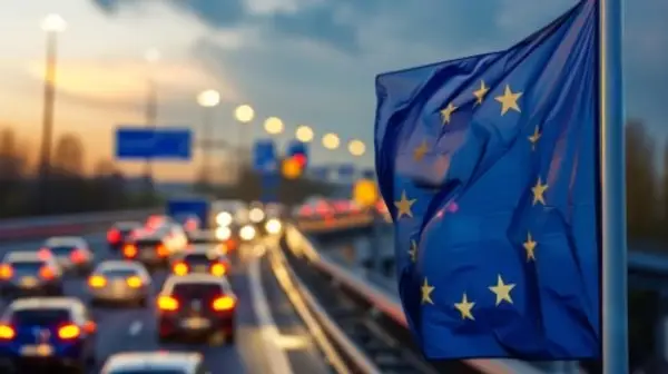 EU Flagge an Straße