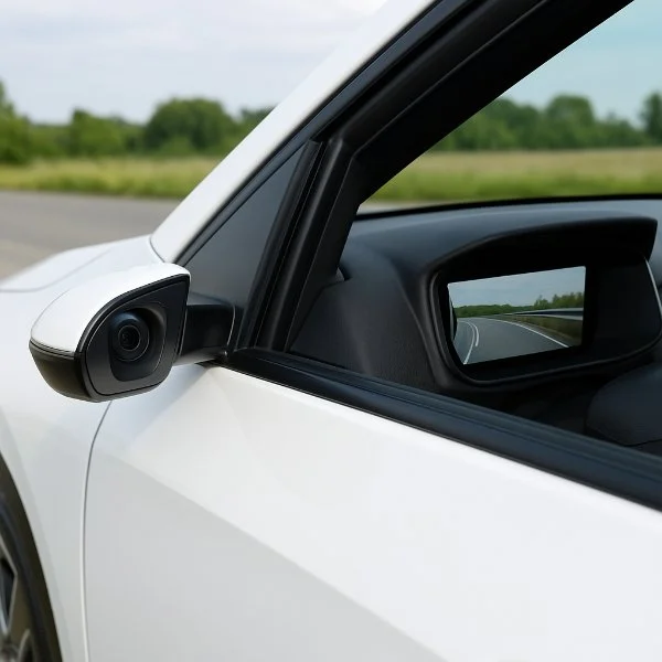 Auto mit virtuellem Außenspiegel
