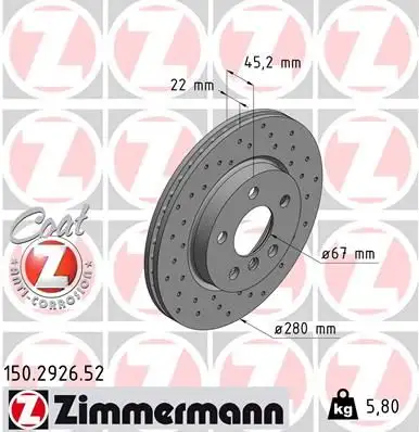 ZIMMERMANN Bremsscheibe 4250238763697
