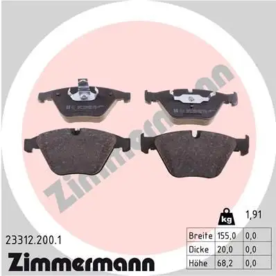 ZIMMERMANN Bremsbelagsatz, Scheibenbremse IZIN233122001