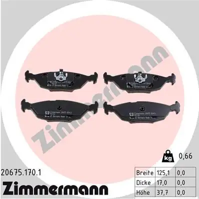 ZIMMERMANN Bremsbelagsatz, Scheibenbremse IZIN206751701