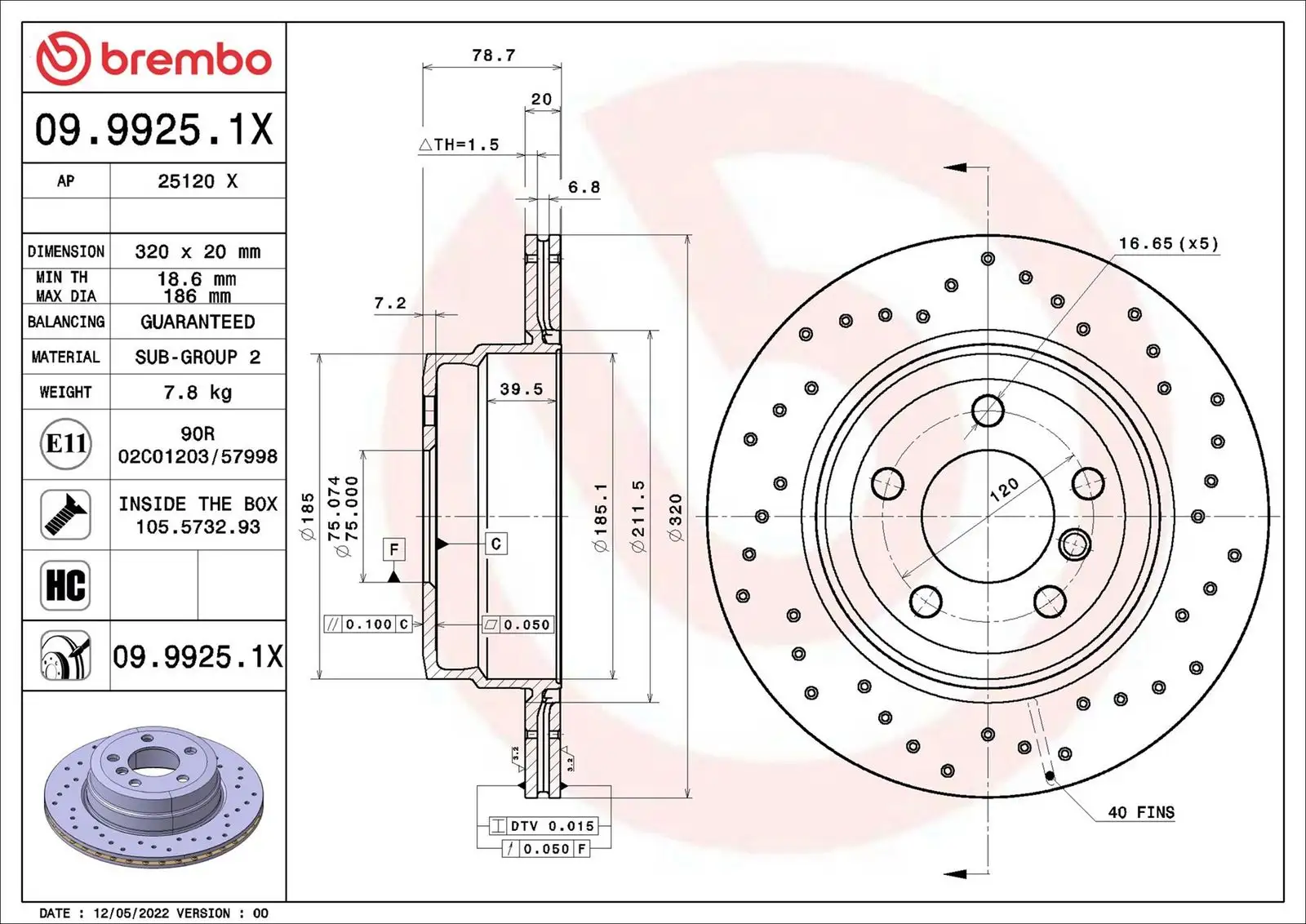 BREMBO Bremsscheibe 8020584320495