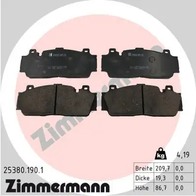 ZIMMERMANN Bremsbelagsatz, Scheibenbremse IZIN253801901