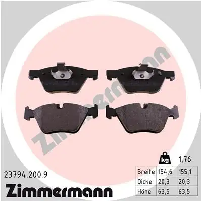ZIMMERMANN Bremsbelagsatz, Scheibenbremse IZIN237942009