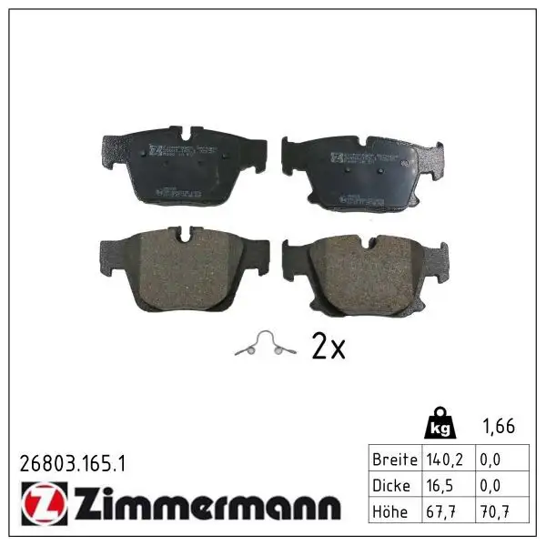 ZIMMERMANN Bremsbelagsatz, Scheibenbremse 4250238794363