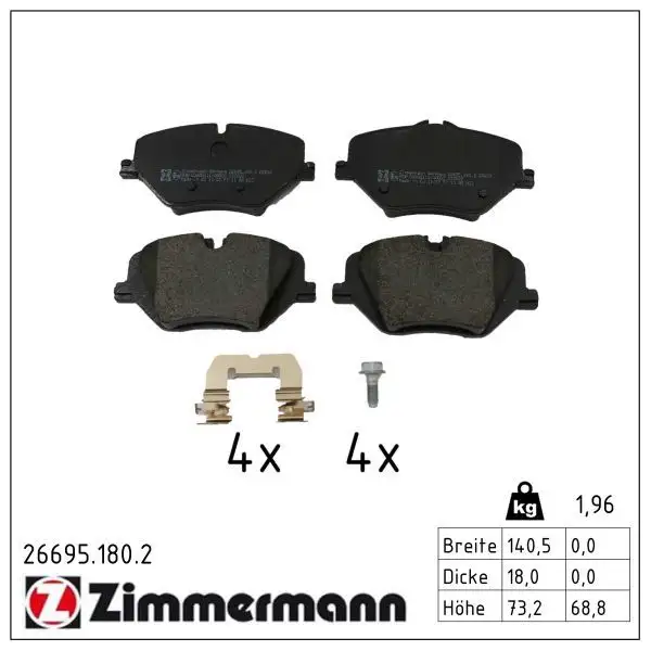 ZIMMERMANN Bremsbelagsatz, Scheibenbremse 4250238791317