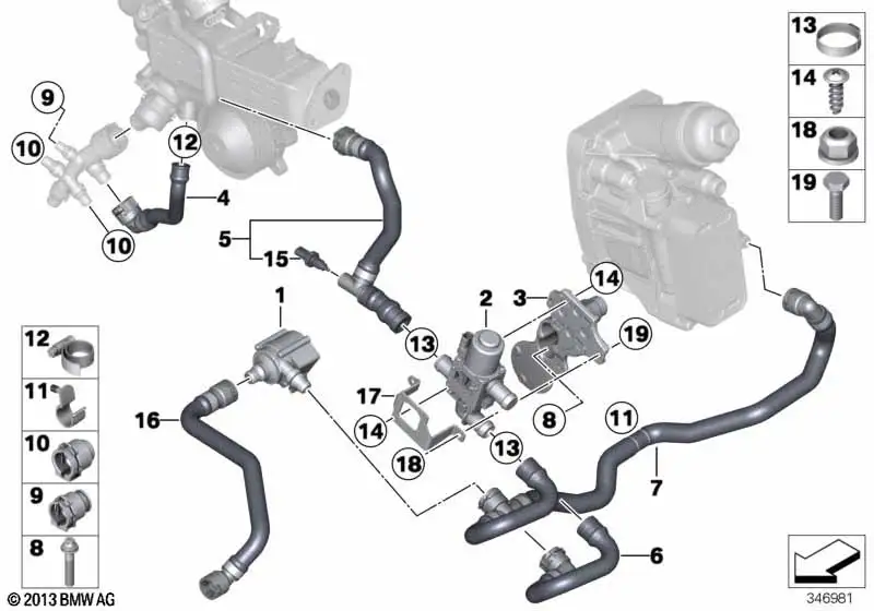 BMW Kühlmittelschlauch 5er F10 F11 X3 F25 X5 F15
