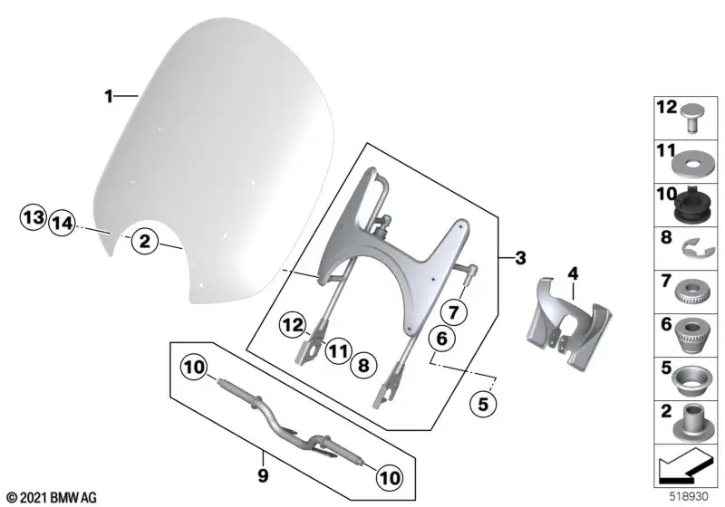 BMW Motorrad Halter Windschild unten K34