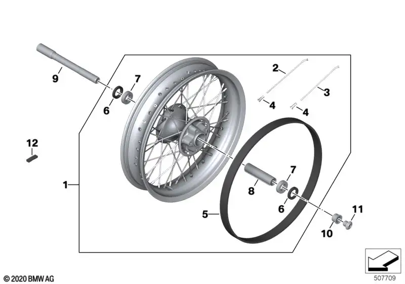BMW Motorrad Speichenrad schwarz vorne K34