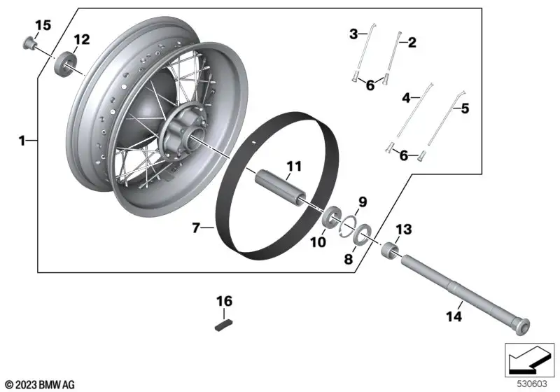 BMW Motorrad Speichenrad schwarz hinten K34
