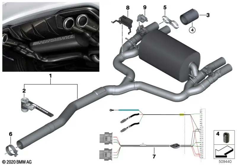 BMW Kabelbaum Klappenschalldämpfer 18302414898