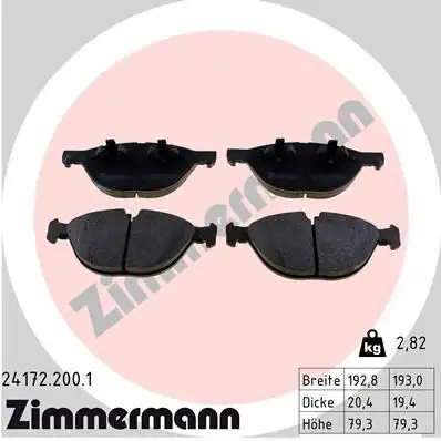 ZIMMERMANN Bremsbelagsatz, Scheibenbremse IZIN241722001
