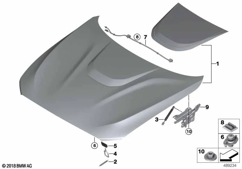 BMW Hubfeder Frontklappenschloss Unterteil 1er F20 F21 2er F22 F23 M2 F87 [Bildposition 2]