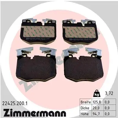 ZIMMERMANN Bremsbelagsatz, Scheibenbremse IZIN224252001