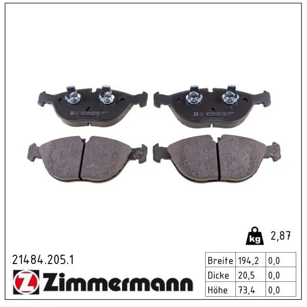 ZIMMERMANN Bremsbelagsatz, Scheibenbremse 4250238754039