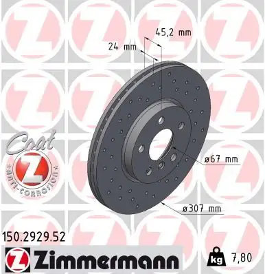 ZIMMERMANN Bremsscheibe 4250238764809