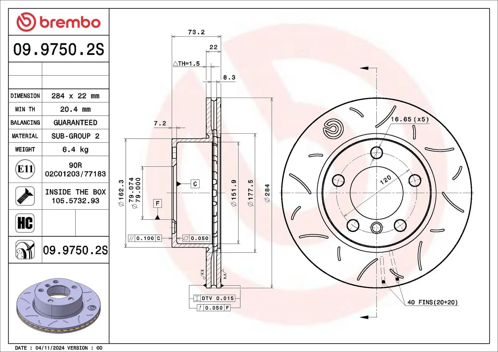 BREMBO Bremsscheibe 8020584345399