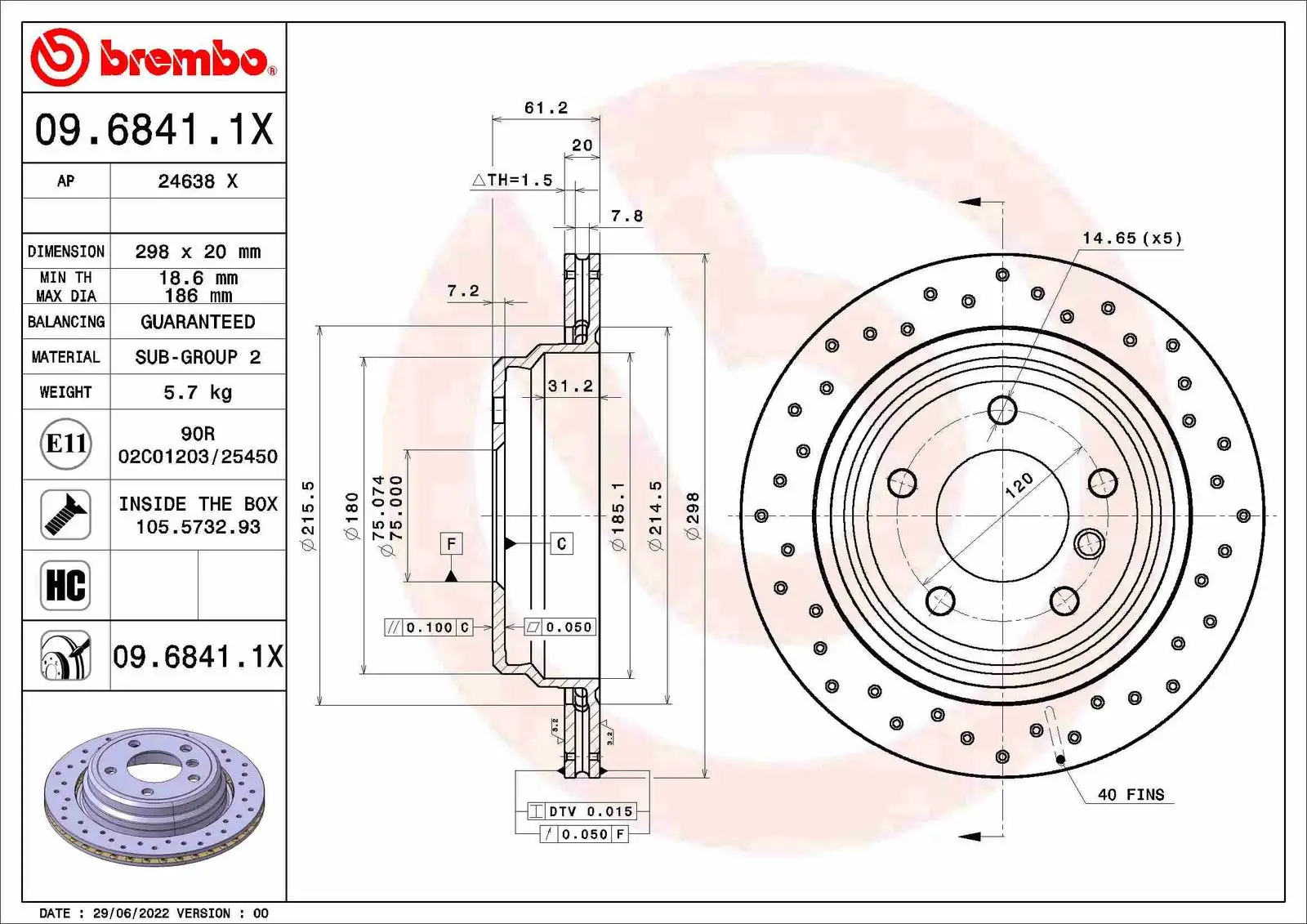 BREMBO Bremsscheibe IBRO0968411X