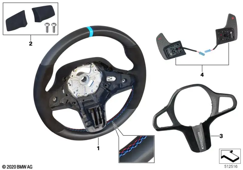 BMW M Performance Abdeckungen Lenkrad hinten M3 G80 M4 G82 i4 G26