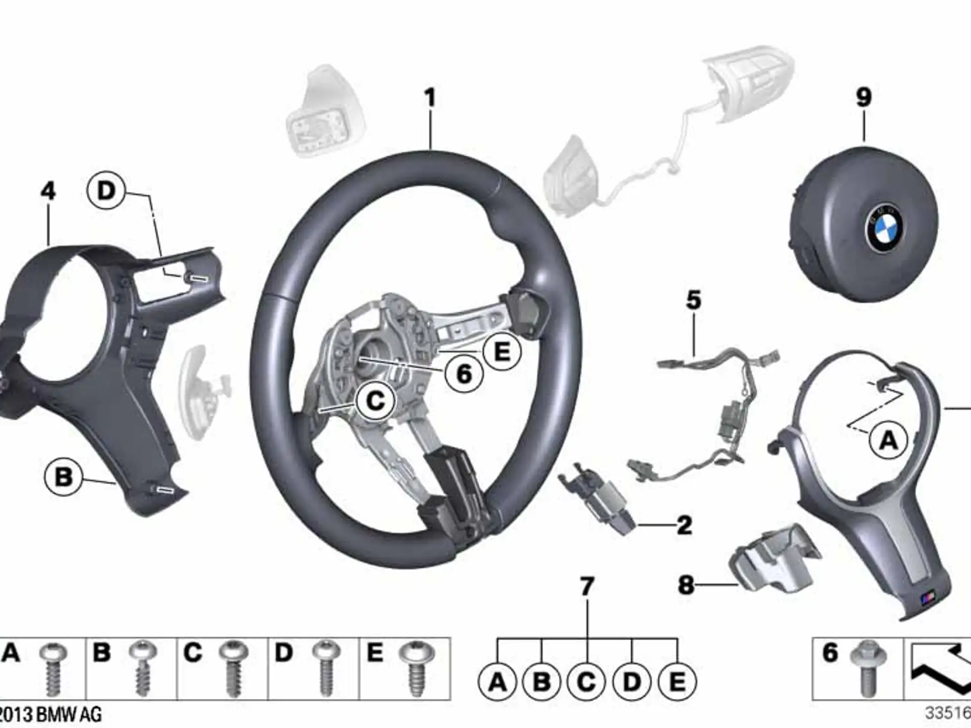 BMW Abdeckung Lenkrad hinten M2 F87 M3 F80 M4 F82 F83 5er F10 6er F06 F12 F13