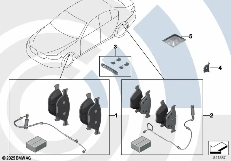 BMW Satz Bremsbeläge mit Bremsbelagfühler 5er G30 G31