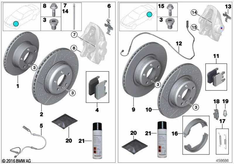 BMW Bremsscheibe Leichtbau belüftet (345X24) 2er F22 F23 3er F30 F31 F34 4er F32 F33 F36