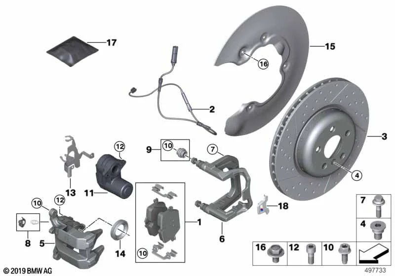 BMW M Performance Bremsscheibe belüftet angelocht hinten 2er G42 3er G20 G21 4er G22 G23 G26