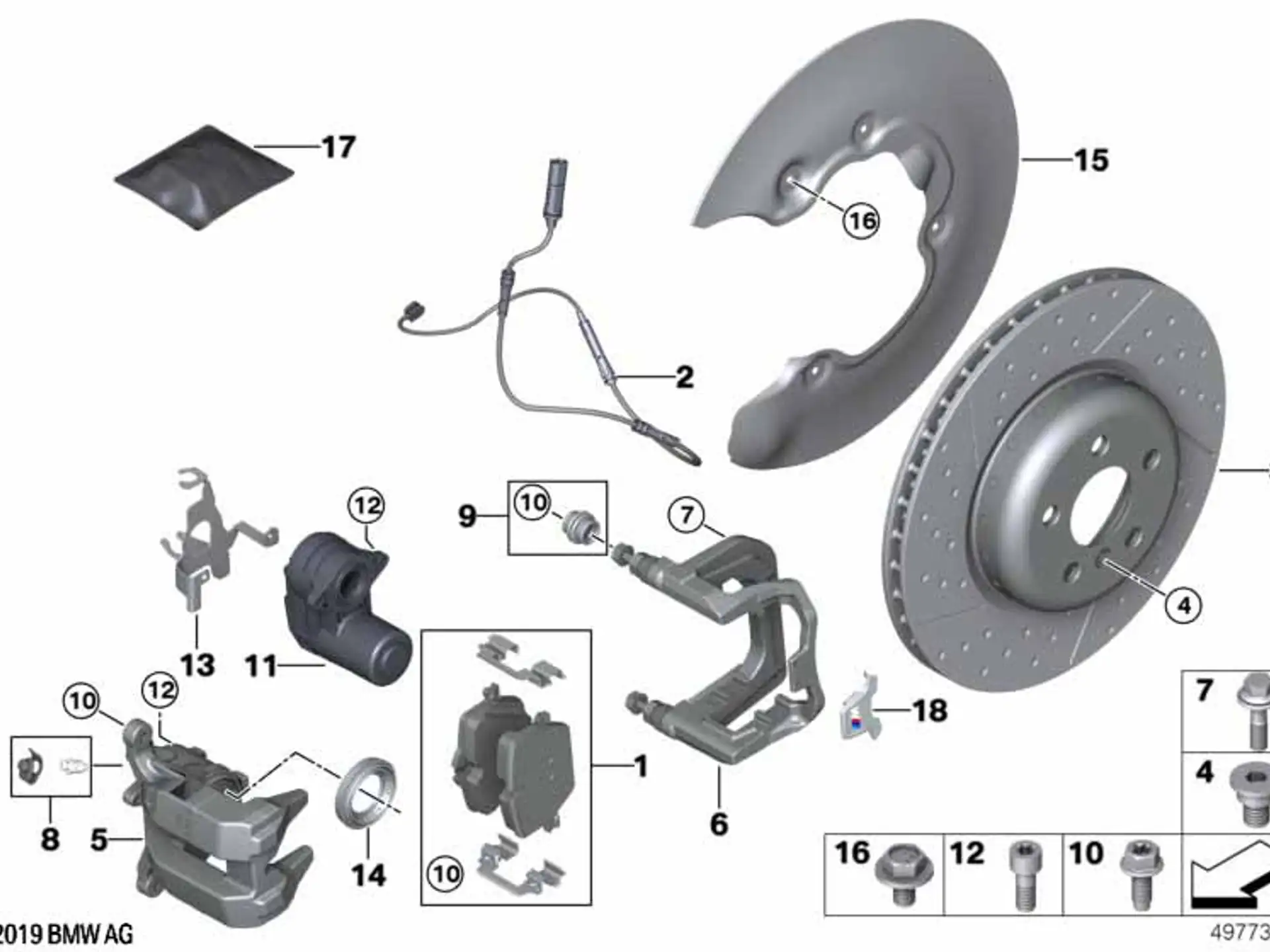 BMW M Performance Bremsscheibe belüftet angelocht hinten 2er G42 3er G20 G21 4er G22 G23 G26