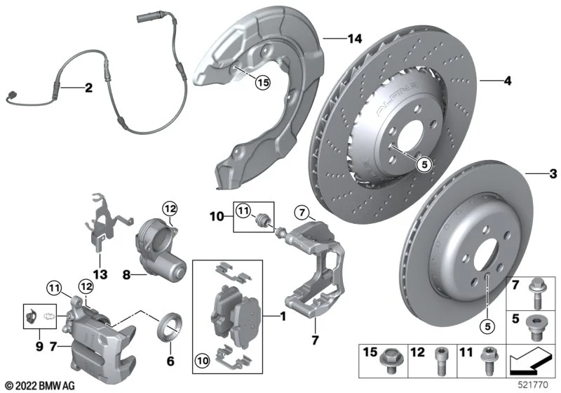 BMW Reparatursatz Bremsbeläge asbestfrei 5er G30 G31 7er G12 8er G14 G15 G16 X5 G05 X6 G06 X7 G07