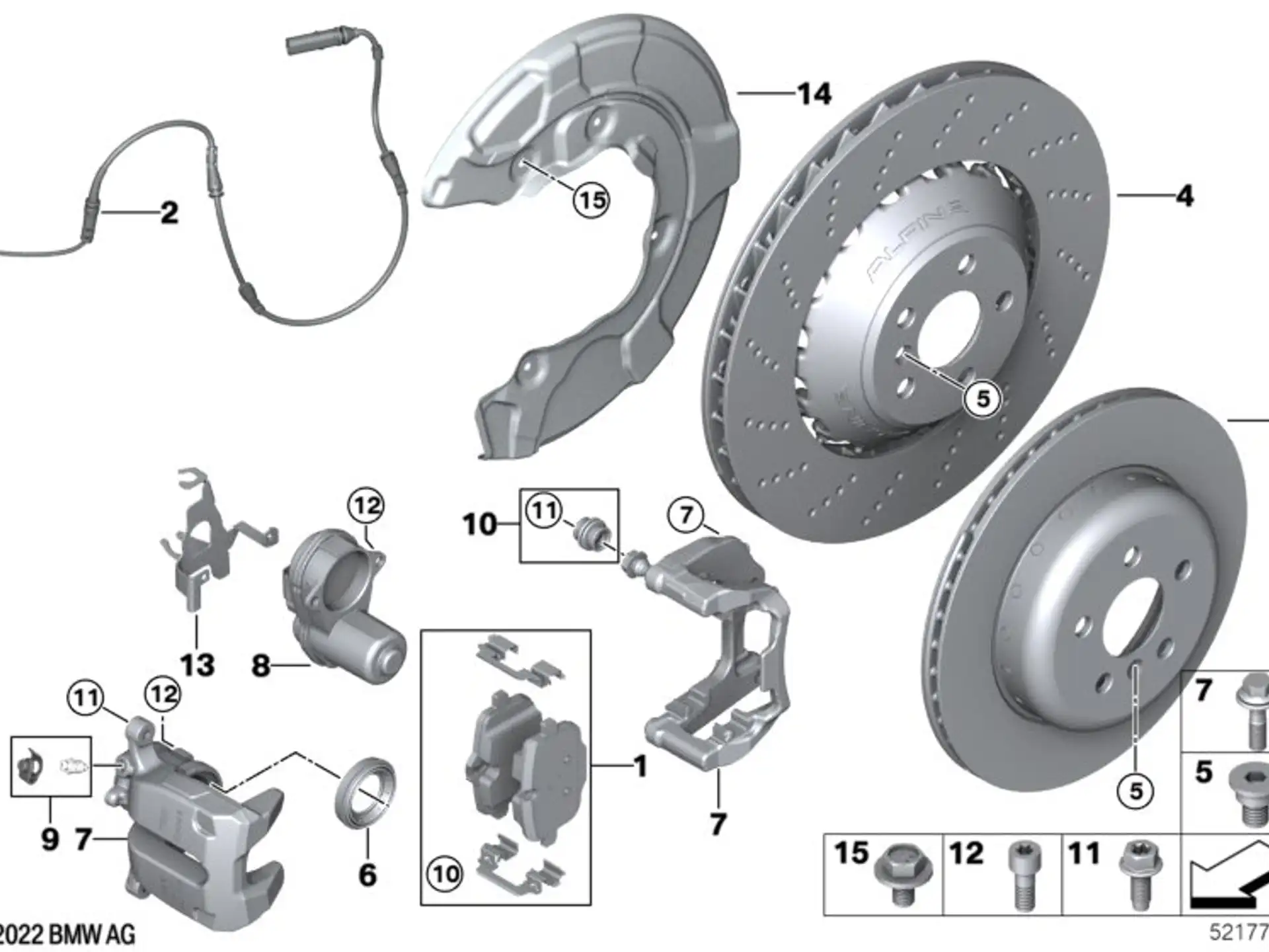 BMW Reparatursatz Bremsbeläge asbestfrei 5er G30 G31 7er G12 8er G14 G15 G16 X5 G05 X6 G06 X7 G07