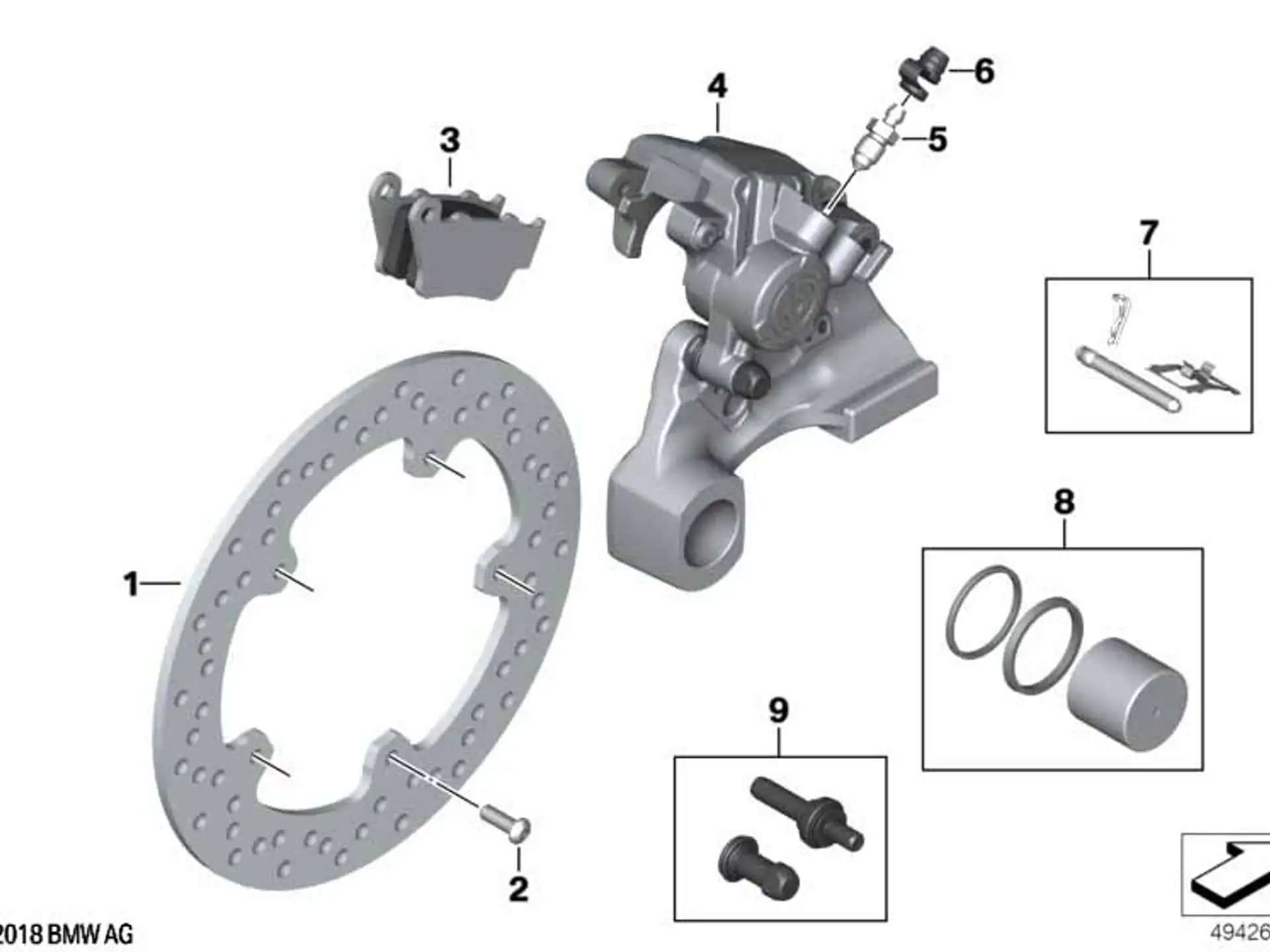 BMW Motorrad Satz Bremsbeläge hinten K42 K46 K47 K63 K67 K70 K72 K75 K80 K81 K82 K83 K84 KM3 R13