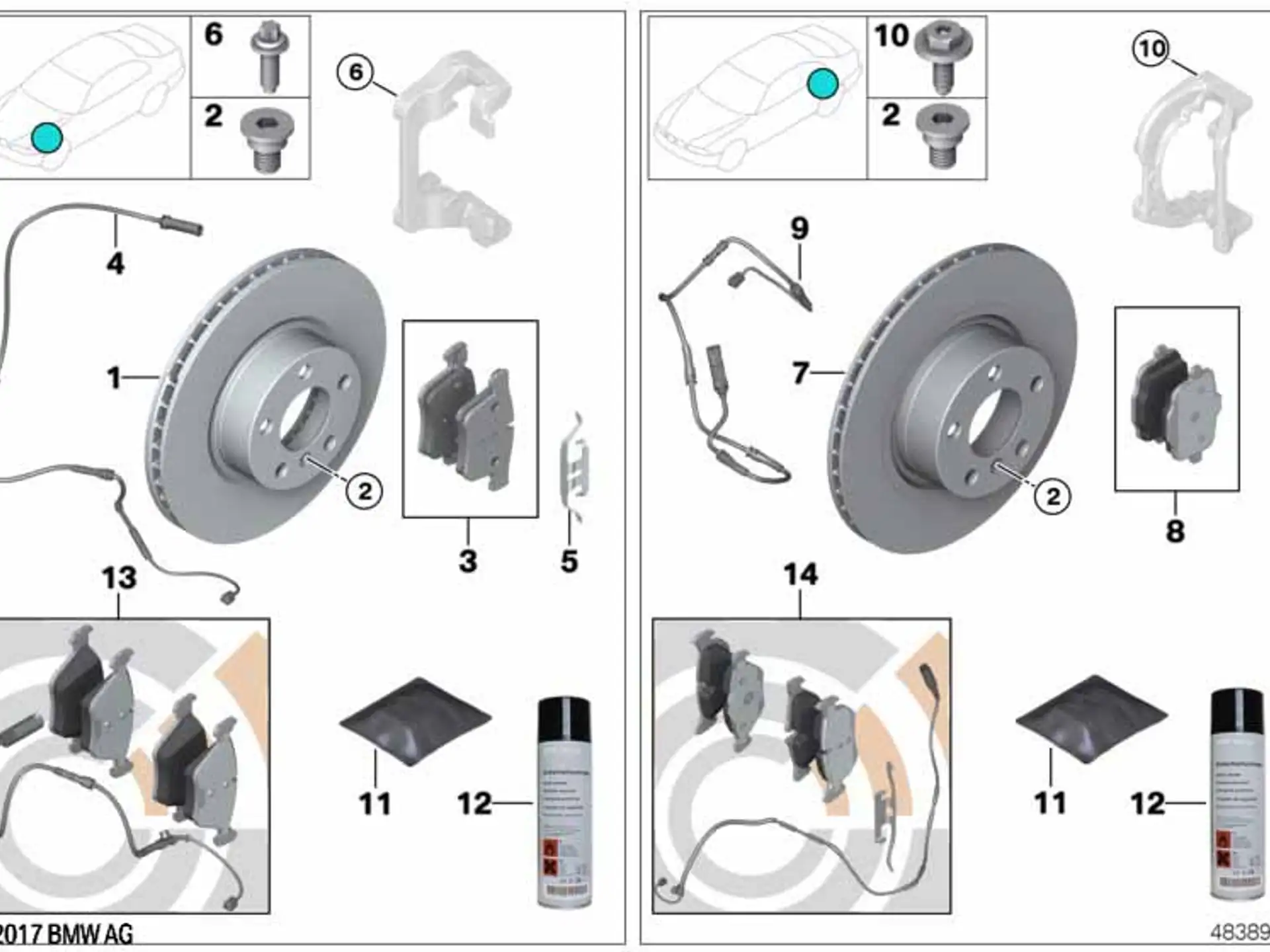 BMW Reparatursatz Bremsbeläge 34218847062