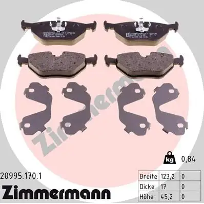 ZIMMERMANN Bremsbelagsatz, Scheibenbremse IZIN209951701
