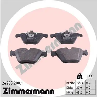 ZIMMERMANN Bremsbelagsatz, Scheibenbremse IZIN242552001