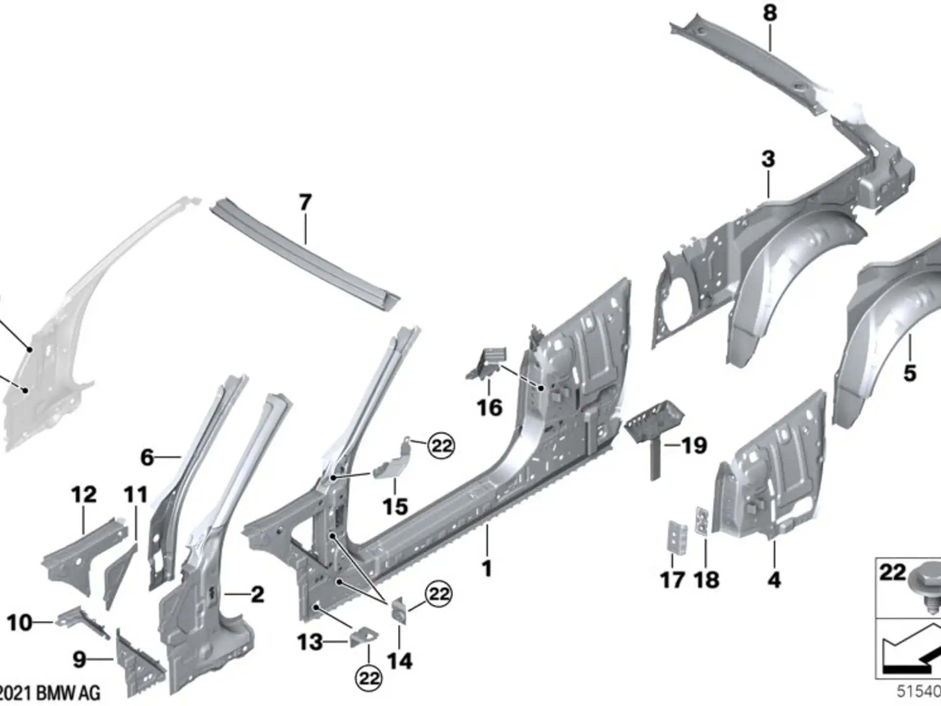 BMW Seitenrahmen innen links M4 G83