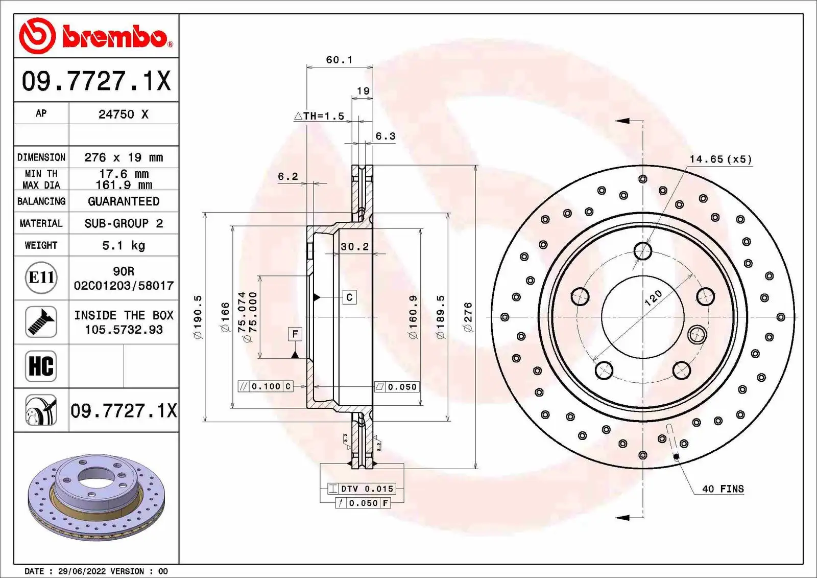 BREMBO Bremsscheibe IBRO0977271X