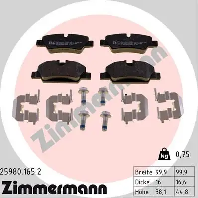 ZIMMERMANN Bremsbelagsatz, Scheibenbremse IZIN259801652