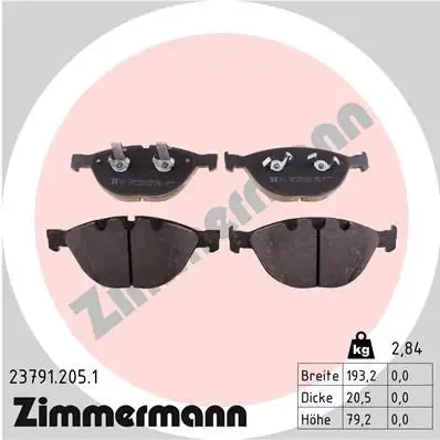 ZIMMERMANN Bremsbelagsatz, Scheibenbremse IZIN237912051