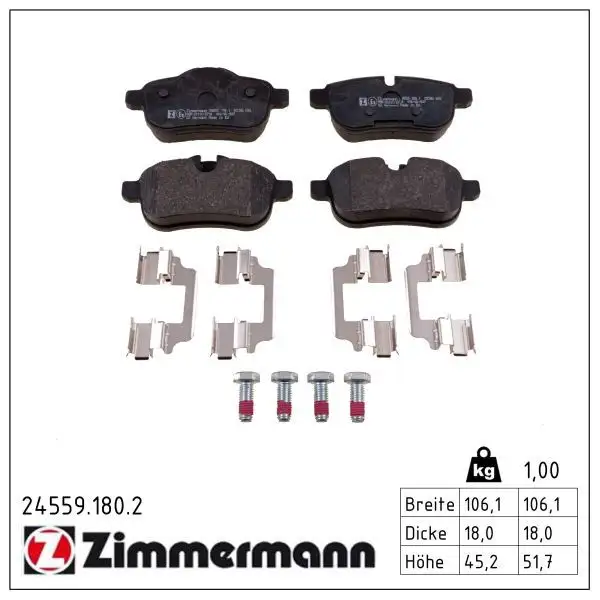 ZIMMERMANN Bremsbelagsatz, Scheibenbremse 4250238761082