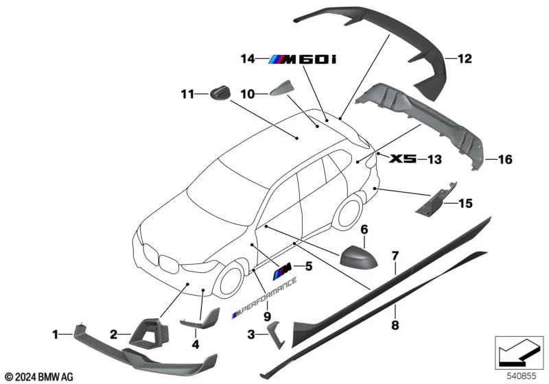 BMW Blende Bremslufteinlass Carbon links 51115A3E055