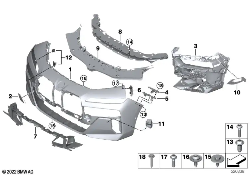 BMW Satz Aufnahme PDC-/PMA-Sensor vorn 7er G70