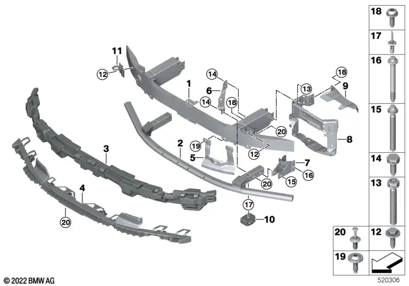 BMW Träger Stossfänger vorn oben 7er G70