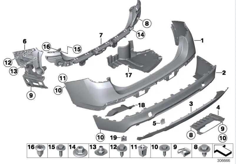 BMW Blende Stossfänger hinten E84 51128038993 - X1 E84