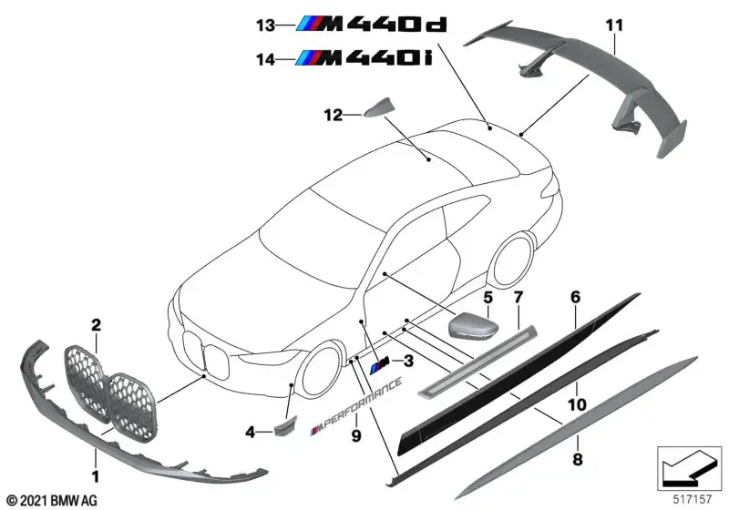 BMW M Performance Frontziergitter 4er G22 G23