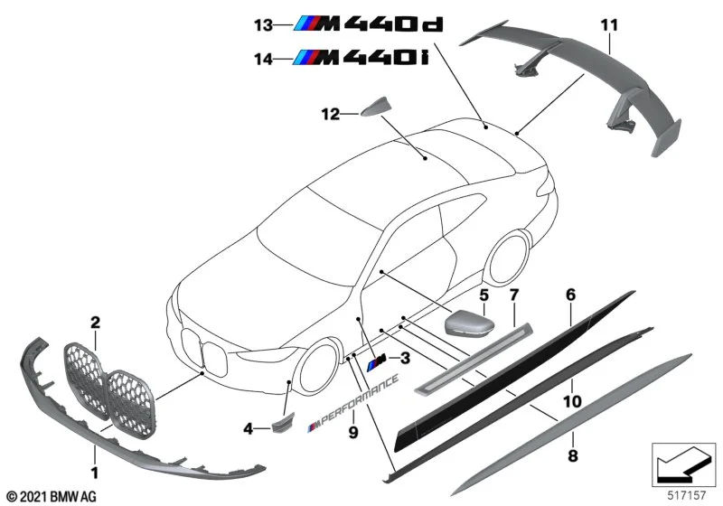 BMW Frontziergitter Carbon 4er G22 G23
