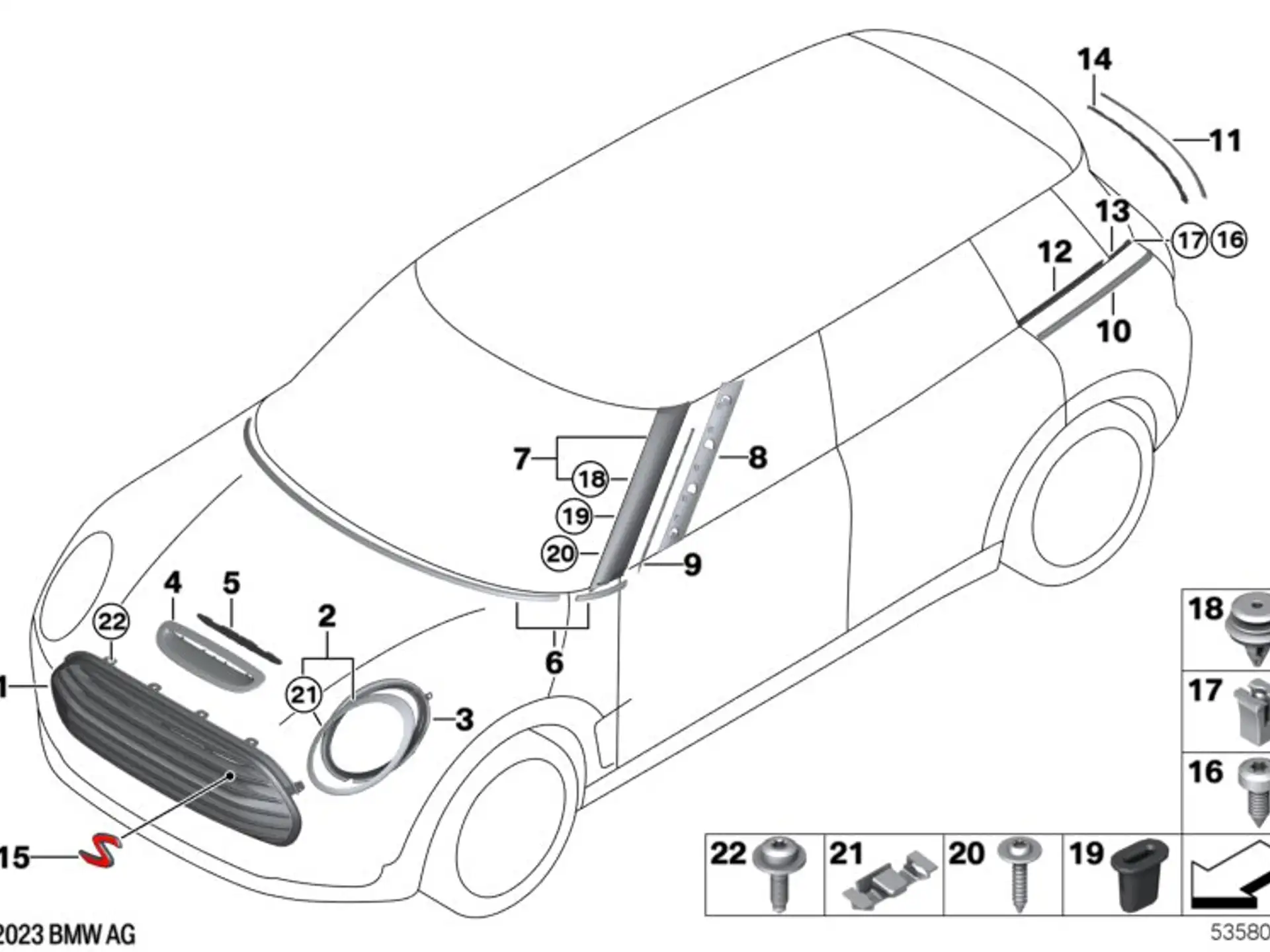 BMW Zierring Scheinwerfer rechts schwarz F54